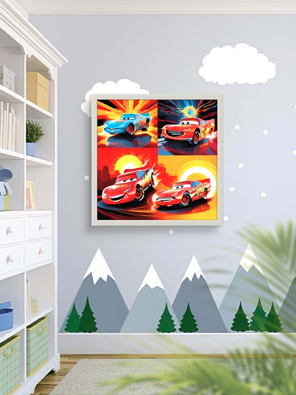 Çılgın Canavar Arabalar Led Tablo – 60x60 cm | Sıva Üstü Montajlı, Tak-Çalıştır Sistem, Arapuarlı - Görsel 6