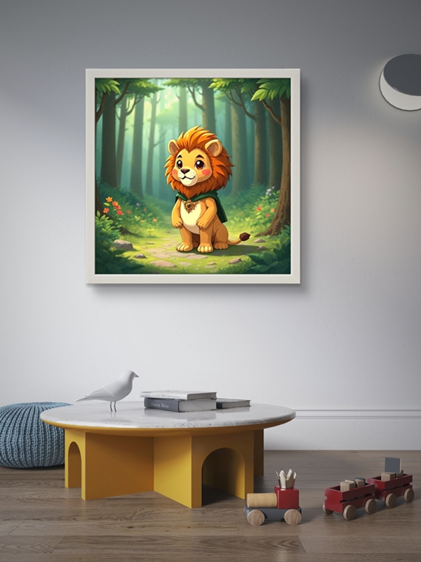 Yavru Aslan Led Tablo – 60x60 cm | Sıva Üstü Montajlı, Tak-Çalıştır Sistem, Arapuarlı - Görsel 5