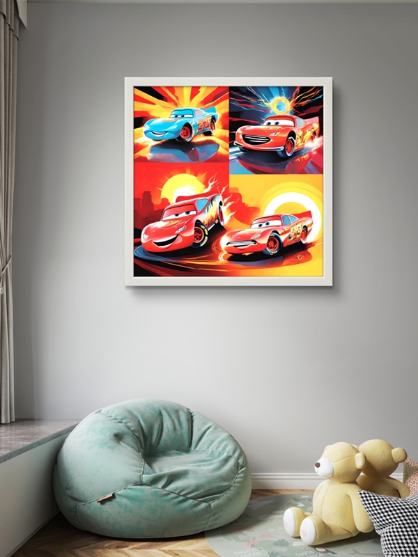 Çılgın Canavar Arabalar Led Tablo – 60x60 cm | Sıva Üstü Montajlı, Tak-Çalıştır Sistem, Arapuarlı - Görsel 3