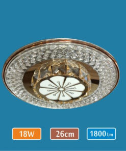 LED Tavan Armatür - Gold Taşlı – 18W – 26cm Yuvarlak Modern Avize – 1800 Lümen Mercekli Aydınlatma