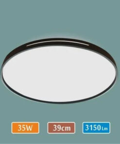 LED Tavan Armatür - Siyah – 35 Watt – 40 cm Yuvarlak Modern Avize – 3150 Lümen Güçlü Aydınlatma