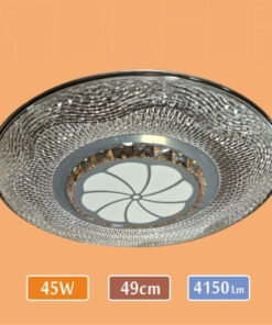 LED Tavan Armatür - Taşlı Model 2 – 6500K – Beyaz Işık – 45 Watt – 50 cm Yuvarlak Modern Avize – 4150 Lümen Güçlü Aydınlatma