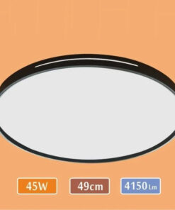 LED Tavan Armatür - 4150 Lümen Güçlü Aydınlatma - Siyah Yuvarlak Avize – 45 Watt – 50 cm Yuvarlak Modern Avize – 6500K – Beyaz Işık