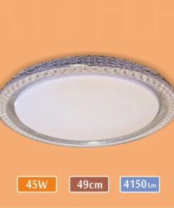 LED Tavan Armatür - 4150 Lümen Güçlü Aydınlatma - Gümüş Taşlı Model Yuvarlak Avize – 45 Watt – 50 cm Yuvarlak Modern Avize – 6500K – Beyaz Işık