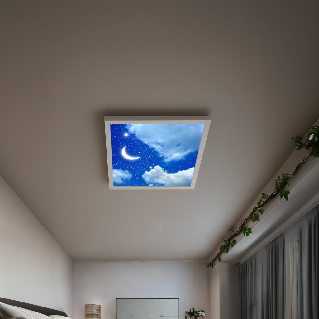 Ay Dede 60cm x 60cm, 54wat Çocuk Odası Avize, Tavana Model Sıva Üstü Aydınlatma Armatürü, Çocuk Odası Ay Dede Gece Desenli Avize