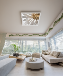 Papatya 60cm x 60cm 54W Avize, Dekoratif Aydınlatma Led Panel, Baskılı Tavan Armatürü, Papatya Desen Avize