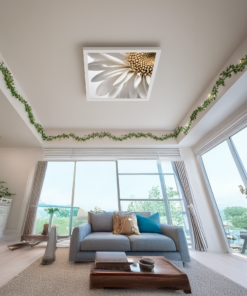 Alternative view of Papatya 60cm x 60cm 54W Avize, Dekoratif Aydınlatma Led Panel, Baskılı Tavan Armatürü, Papatya Desen Avize