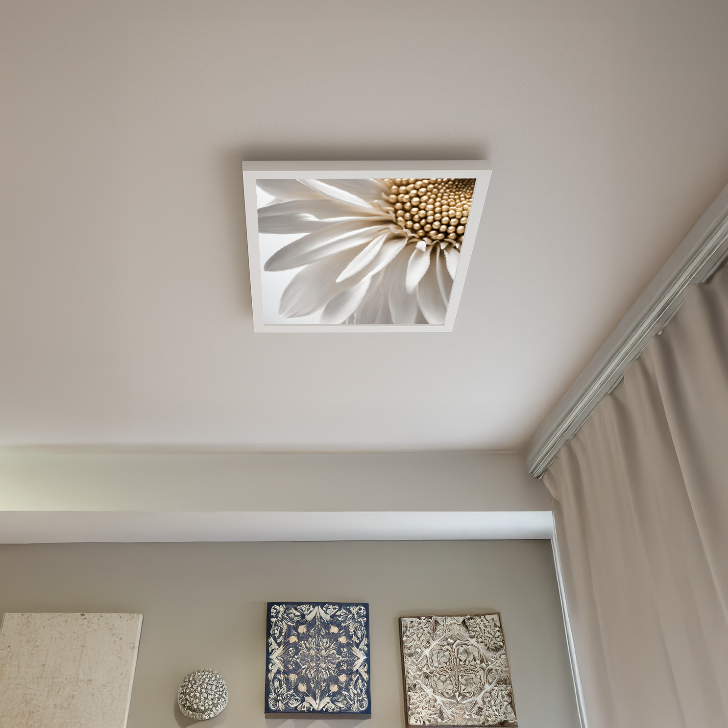 Papatya 60cm x 60cm 54W Avize, Dekoratif Aydınlatma Led Panel, Baskılı Tavan Armatürü, Papatya Desen Avize - Görsel 5