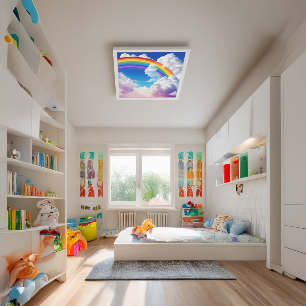 Gökkuşağı 60x60, 54W Çocuk Odası Avize, Led Tavan Armatürü, Çocuk Odası Lamba