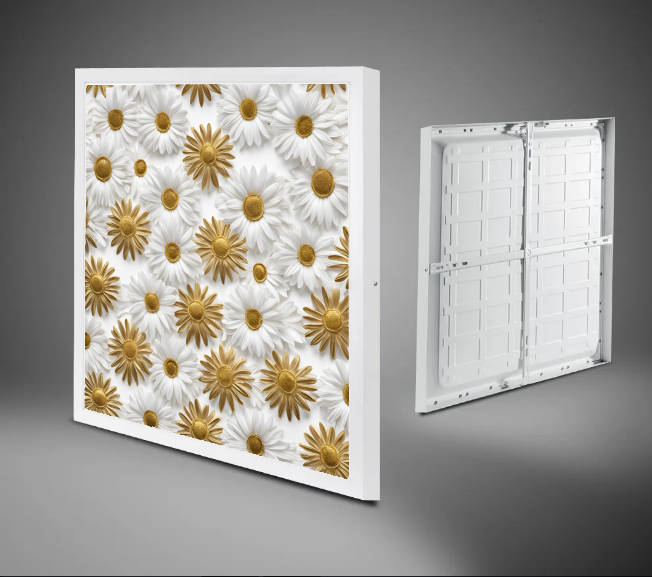 Papatyalar Avize 60cm x 60cm 54W Avize, Dekoratif Aydınlatma Led Panel, Baskılı Tavan Armatürü, Papatyalar - Görsel 3