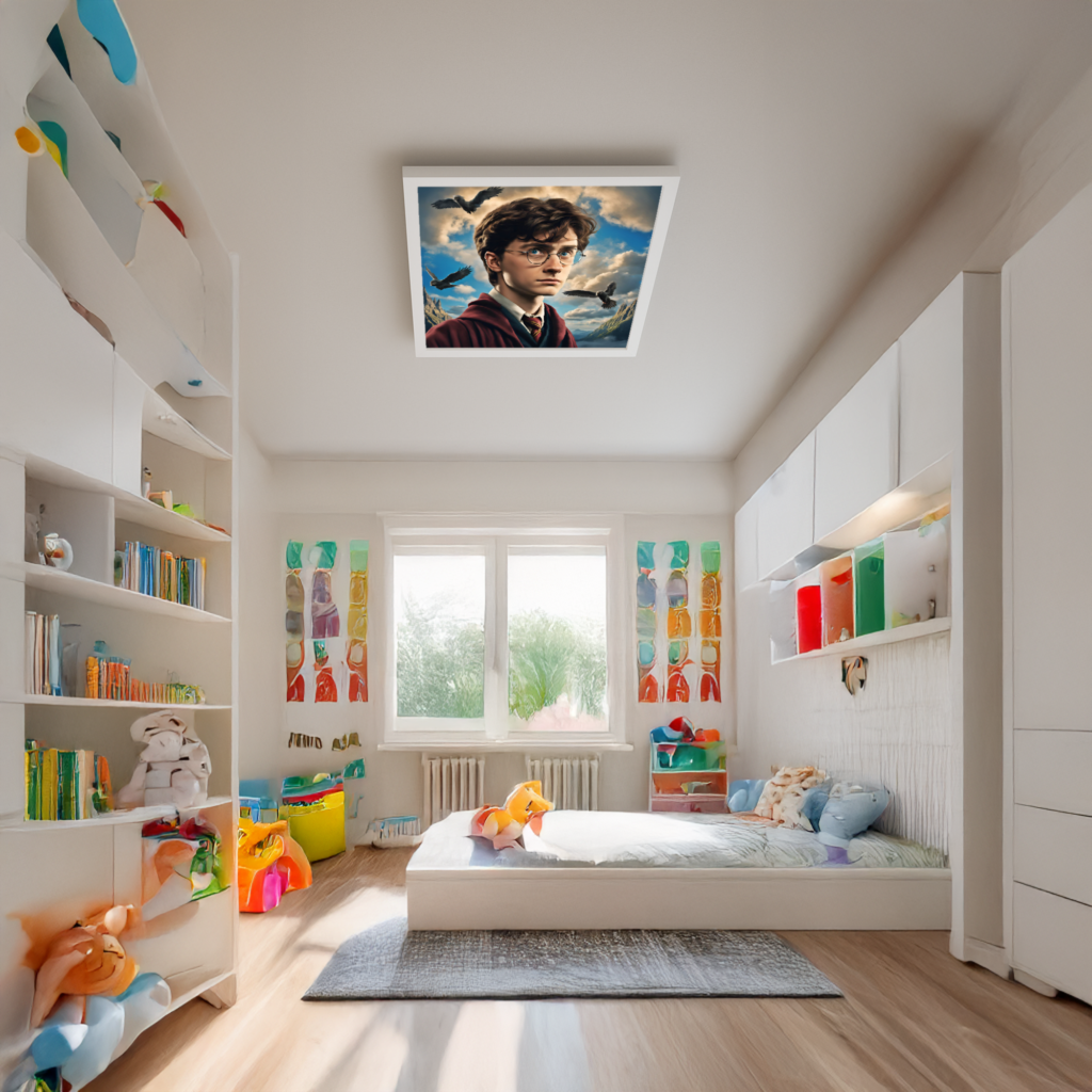 Harry Potter 60x60, 54W Çocuk Odası Avize, Led Tavan Armatürü, Çocuk Odası Hogwarts Lamba