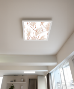 Pastel Art Oturma Odası Avize, 60x60, 54wat Baskılı Kare Salon Avize, Led Tavana Model Armatür