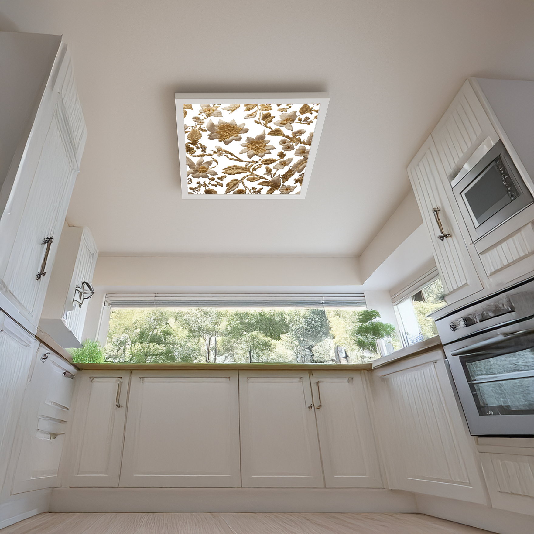 Gold Sarmaşık 60cm x 60cm 54W Avize, Dekoratif Aydınlatma Led Panel, Baskılı Tavan Armatürü - Görsel 4