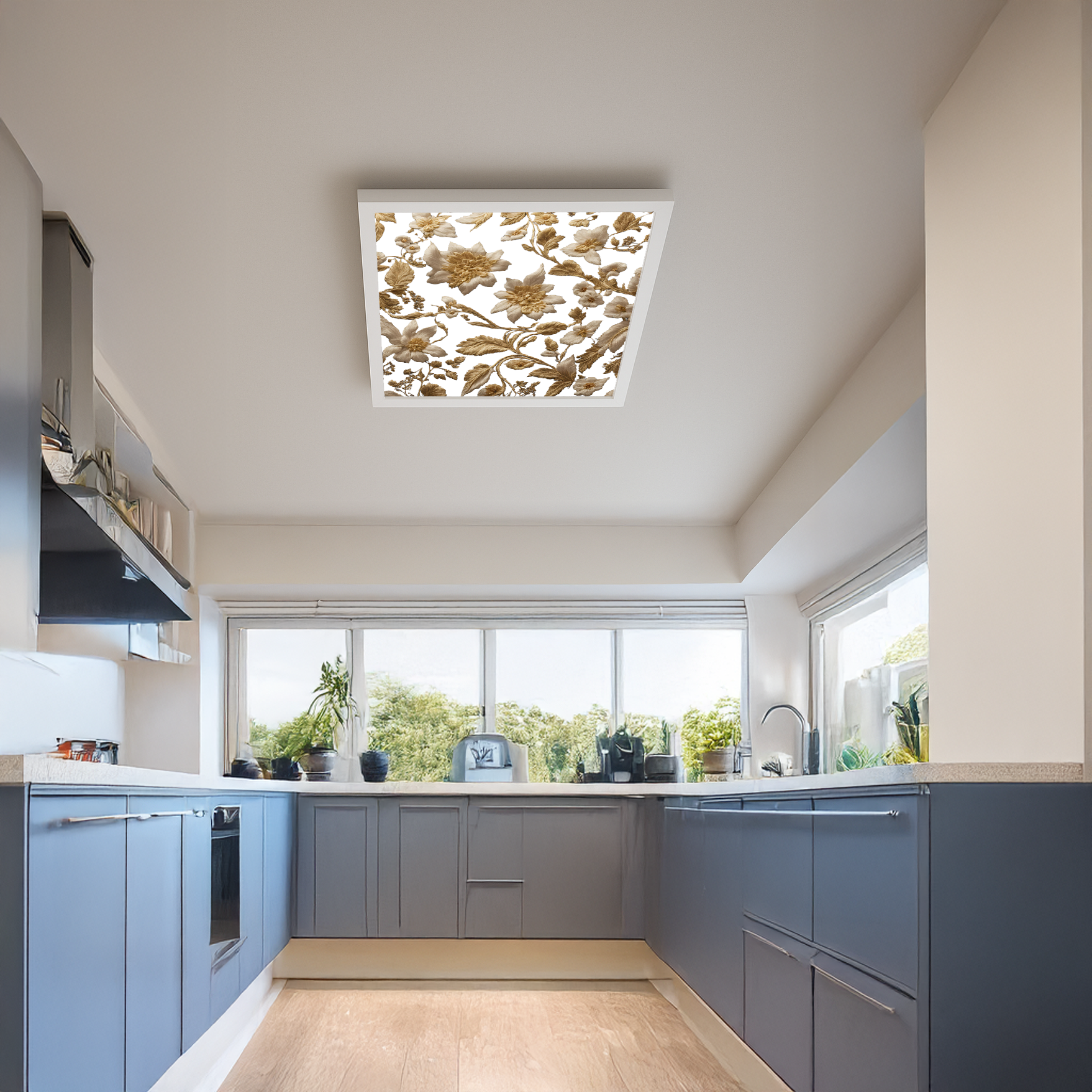 Gold Sarmaşık 60cm x 60cm 54W Avize, Dekoratif Aydınlatma Led Panel, Baskılı Tavan Armatürü - Görsel 5