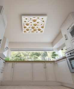 Papatyalar Avize 60cm x 60cm 54W Avize, Dekoratif Aydınlatma Led Panel, Baskılı Tavan Armatürü, Papatyalar
