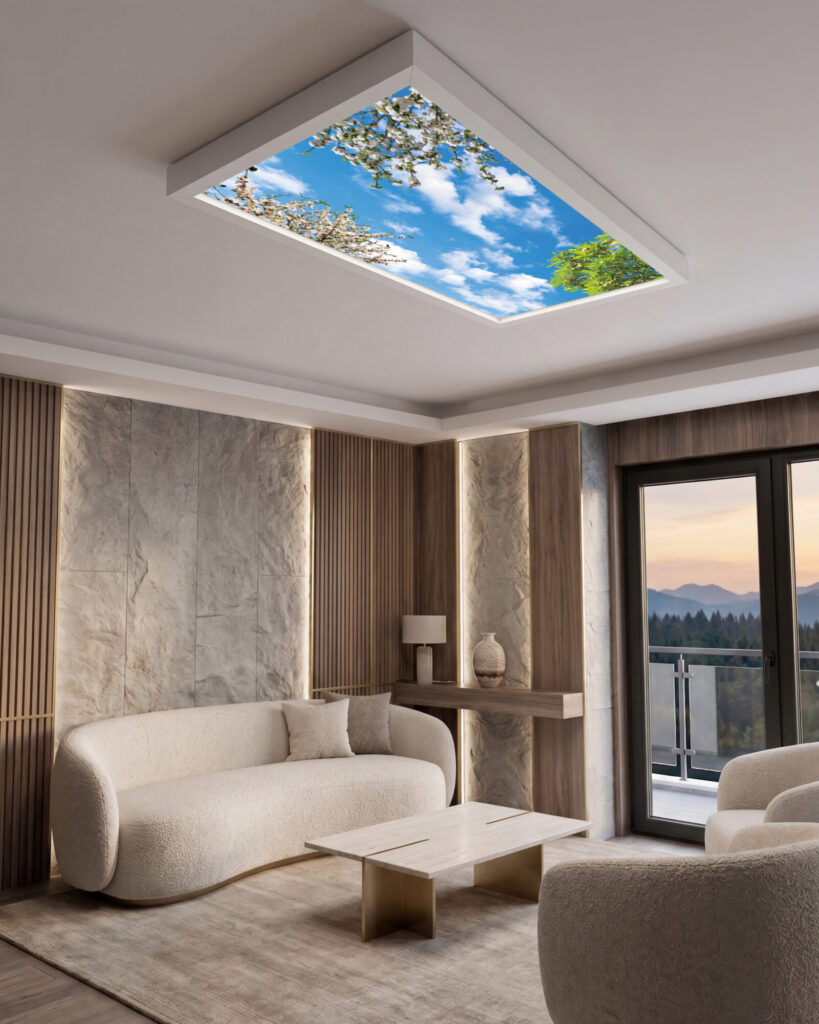 Gökyüzü Panel 60x120 106W, Sıva Üstü, Güçlü Led Aydınlatma, Ağaçlar Gökyüzü, Tavan Armatürü