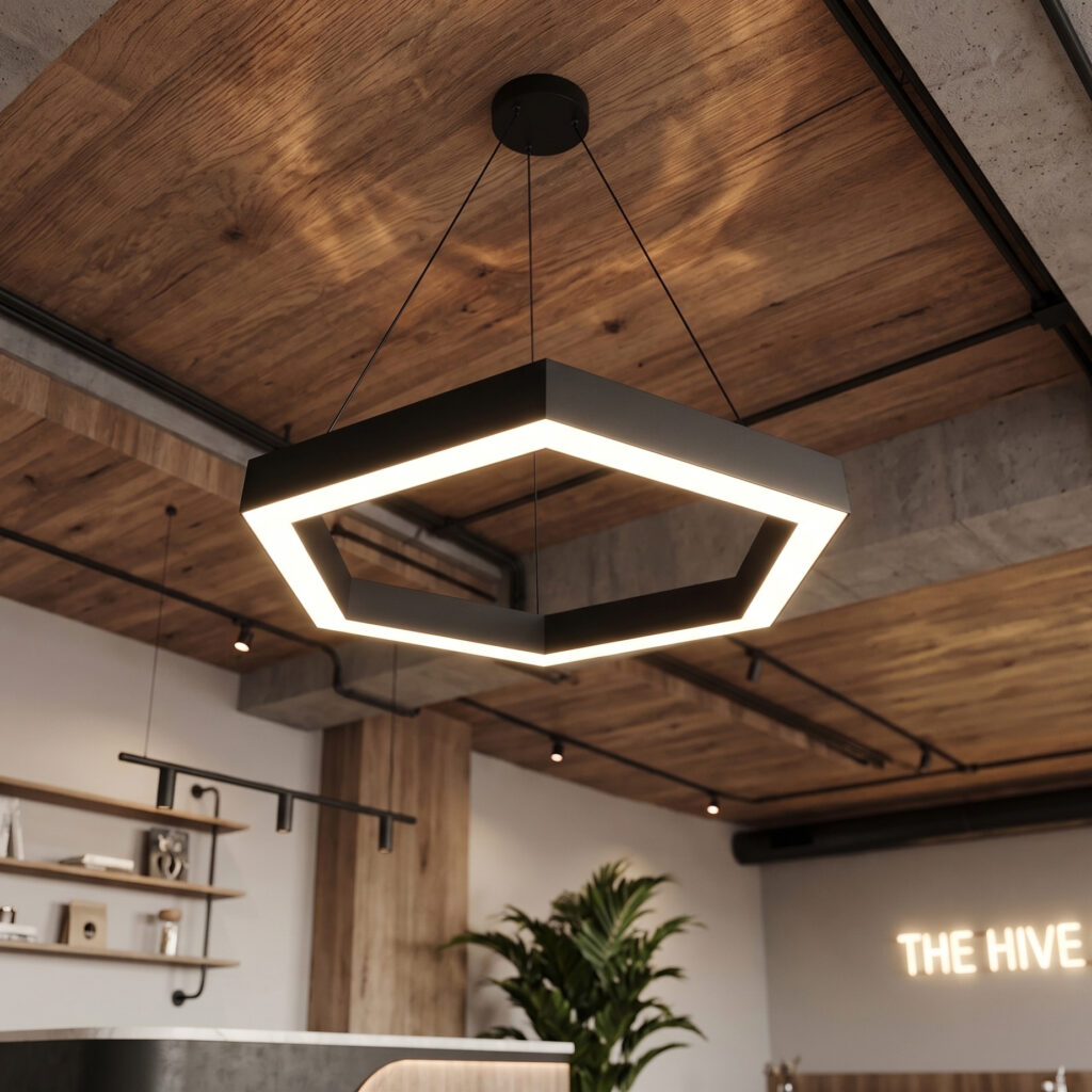 60cm 60W 8000 Lümen Altıgen Linear Armatür, Profesyonel Ofis, İş Yeri, Cafe Linear Aydınlatma, 6500K, 4000K, 3000K Özel Renk Ve Boyut Seçenekleri