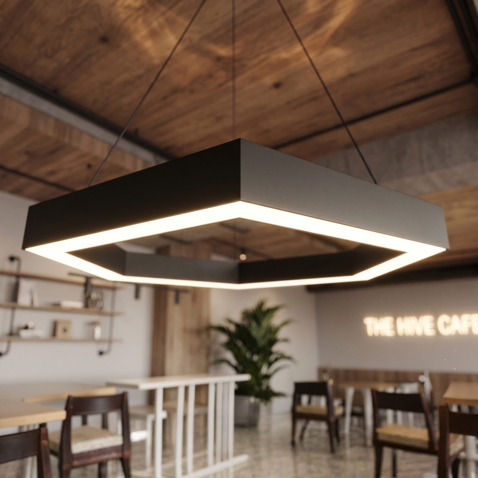 60cm 60W 8000 Lümen Altıgen Linear Armatür, Profesyonel Ofis, İş Yeri, Cafe Linear Aydınlatma, 6500K, 4000K, 3000K Özel Renk Ve Boyut Seçenekleri - Görsel 3