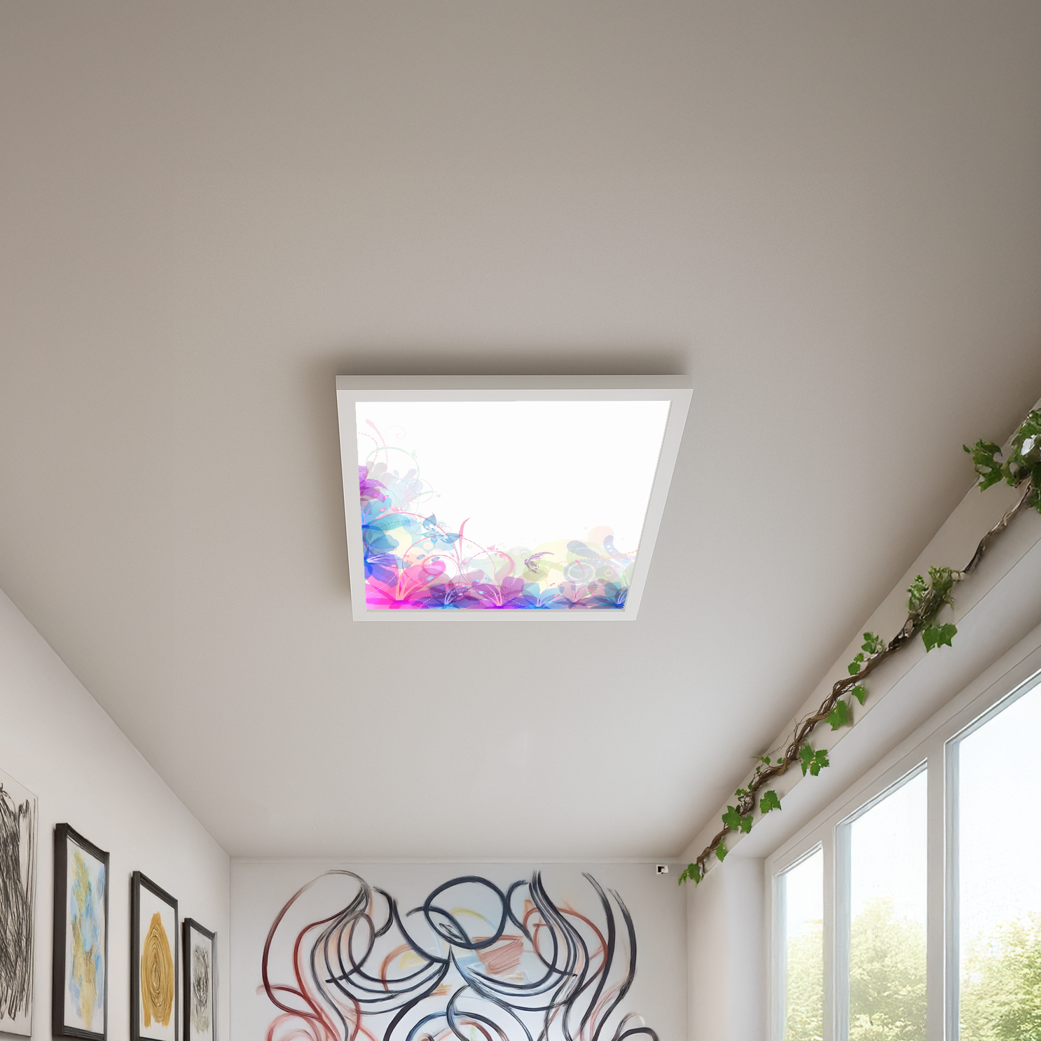 Mavi Rüya, 60cmx60cm, 54 watt, led, Salon Avize Modelleri, Mavi Rüya Mutfak Lamba, Tavan Armatürü - Görsel 5