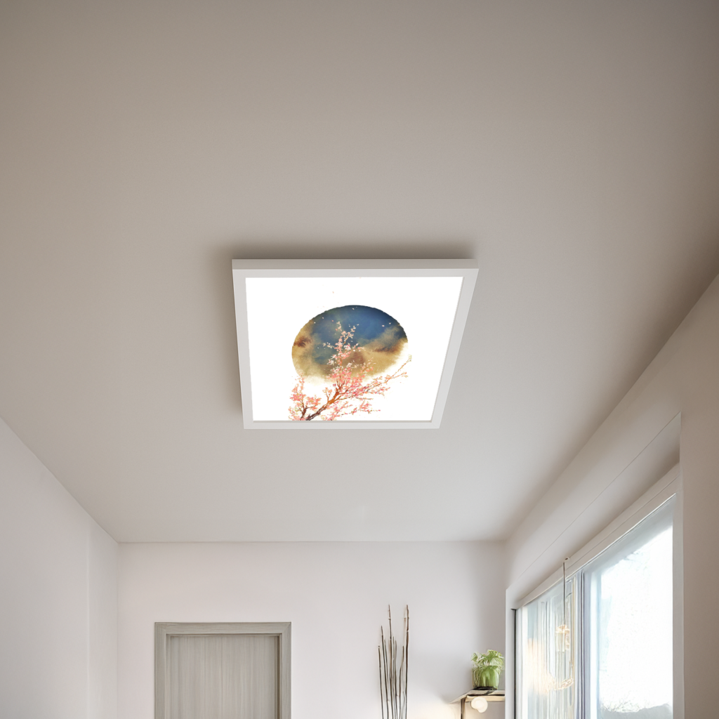 Gökyüzü Panel Dolunay Tasarım-Modern AVIZE-60 x 60 Ledli-Tavan AVIZE--54WATT-TAVANA Yapışık Lamba-Yatak Odası Avize