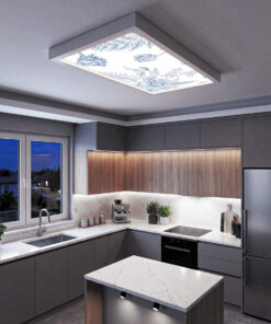 Gökyüzü Panel Soyut Çiçek Desenli 60x120, 106W, Sıva Üstü, Güçlü Led Aydınlatma, Tavan Armatürü, Led Panel, Ofis, Mutfak Aydınlatması