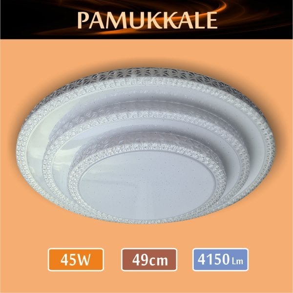 LED Tavan Armatür - Pamukkale – 6500K – Beyaz Işık – Gün Işığı-45 Watt – 50 cm Yuvarlak Modern Avize – 4150 Lümen Güçlü Aydınlatma