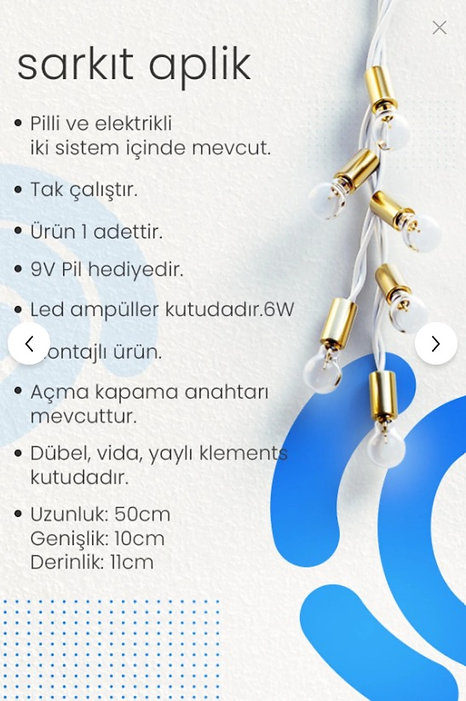 Siyah Sarkıt Aplik - Dekoratif Tak Çalıştır Sarkıt Duvar Apliği (Pilli & Elektrikli) - 50cm - Görsel 4