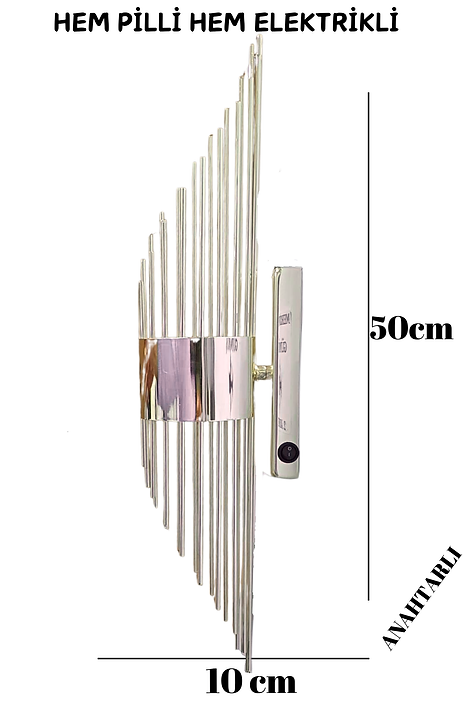 Gümüş Merdiven Aplik - Pilli ve Elektrikli Çift Sistem 6W Dekoratif Led Duvar Lambası (Pil Hediyeli) - Görsel 5