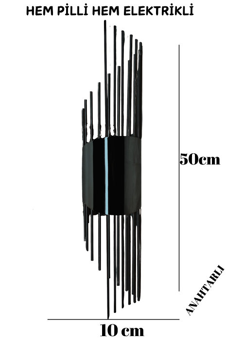 Siyah Sarkıt Aplik - Dekoratif Tak Çalıştır Sarkıt Duvar Apliği (Pilli & Elektrikli) - 50cm - Görsel 5