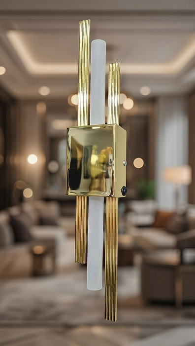 Simetri Duvar Apliği Gold Renk Kablosuz/Elektrikli Çift Kullanım, 50x7x7 cm, Pil Hediyeli - Görsel 6
