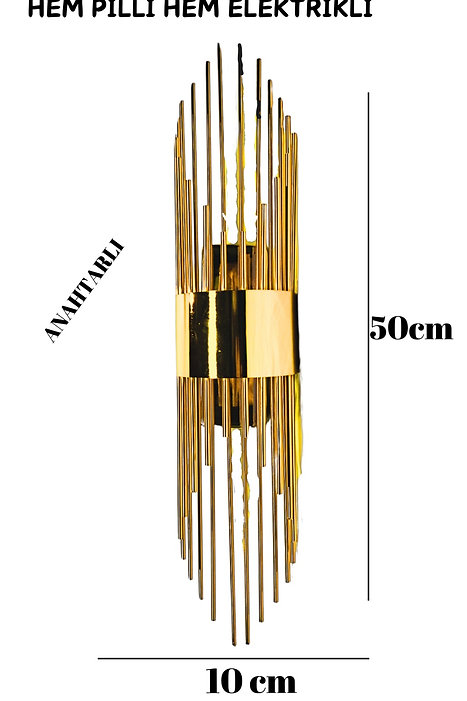 Gold Merdiven Aplik - Pilli ve Elektrikli Çift Sistem 6W Dekoratif Led Duvar Lambası (Pil Hediyeli) - Görsel 6