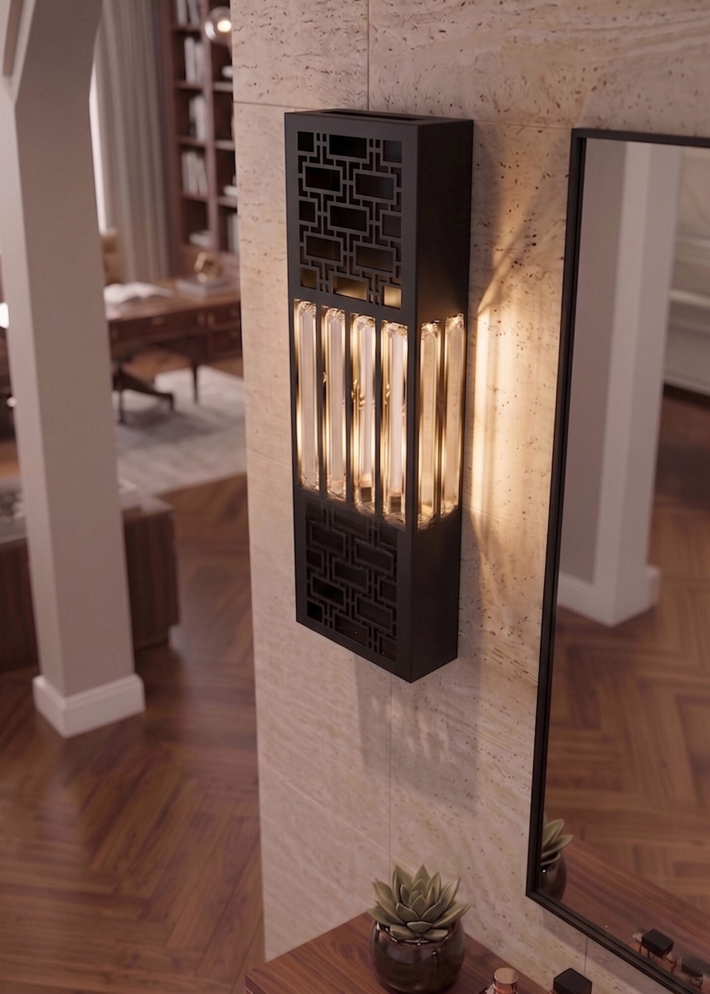 Anadolu Aplik Siyah - Çift Sistemli (Pilli ve Elektrikli) Modern Duvar Lambası - 6W LED Dahil (40x14cm) - Görsel 2
