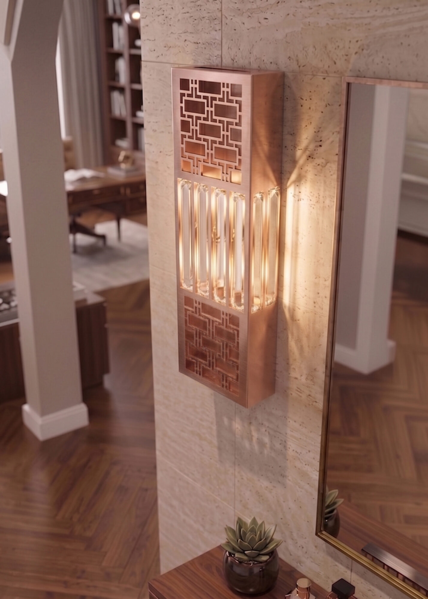 Anadolu Aplik Rose - Çift Sistemli (Pilli ve Elektrikli) Modern Duvar Lambası - 6W LED Dahil (40x14cm) - Görsel 2