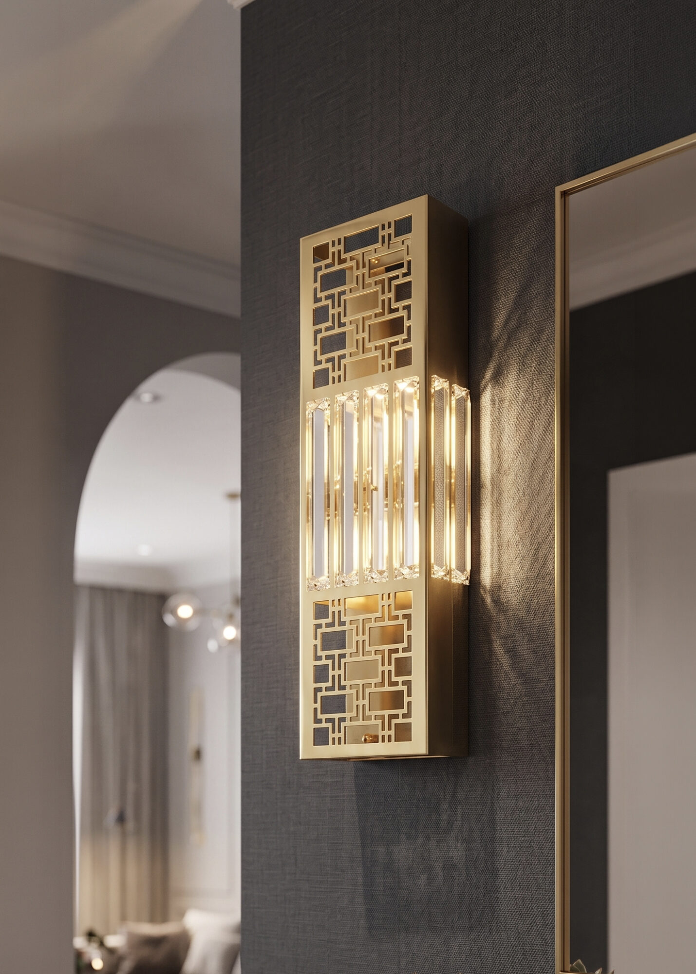Anadolu Aplik Gold - Çift Sistemli (Pilli ve Elektrikli) Modern Duvar Lambası - 6W LED Dahil (40x14cm)