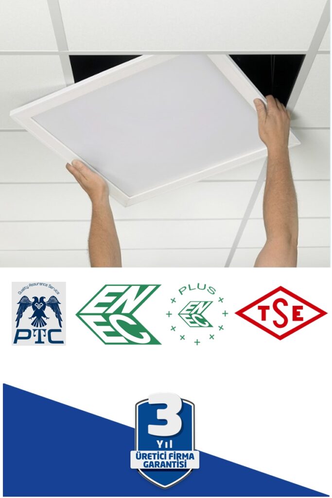 TSE ENEC PTC Belgeli 60x60 LED Armatür 36W - Proje Uyumlu Modeller (Sıva Altı/Üstü/Gömme/Clipin/Askı)