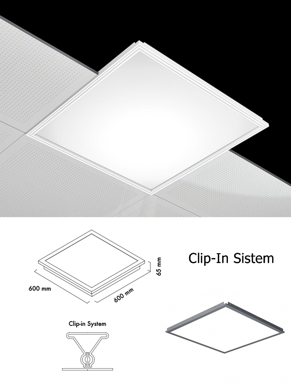 TSE ENEC PTC Belgeli 60x60 LED Armatür 36W - Proje Uyumlu Modeller (Sıva Altı/Üstü/Gömme/Clipin/Askı) - Görsel 3